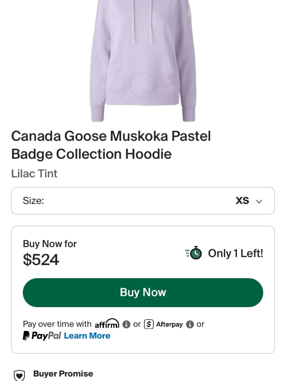 Canada Goose XS Muskoka Hoodie - Pastel Lilac with White Arctic Disc (7463L)